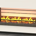 Modern Wall Mounted Fireplace Interior Design With Wooden Frame And Realistic Flame