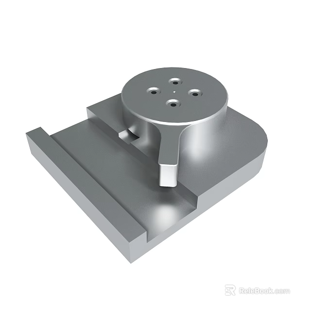 Industrial Metal Component Featuring Circular Top With Holes And Square Base 3d model