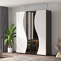 Light Luxury Glass Door Panel Wardrobe 3d model