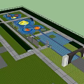 Children's Play Area With Colorful Circular Ground Design And Blue Running Track