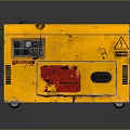 Yellow Industrial Portable Generator With Red Component And Warning Sign Power Equipment