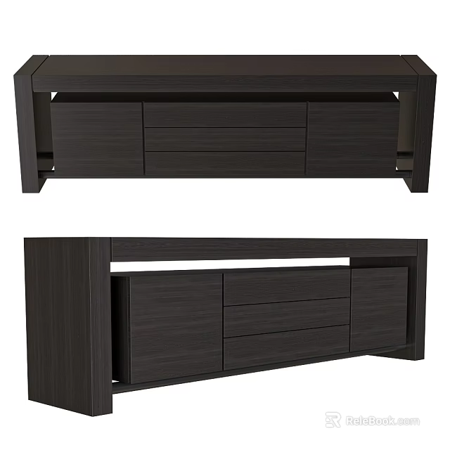 Simple Modern Wooden Conference Table With Drawers And Cabinets Design 3d model 