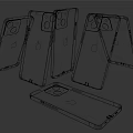 Apple Smartphones With Different Colors Foldable Design And Screen Showing Time And LOVE Text