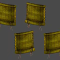 Traditional Natural Bamboo Blinds With Golden Yellow Hue And Fringed Edges Design