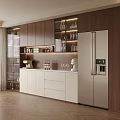 Modern Kitchen Buffet Sideboard Cabinet With Wooden Frame White Drawers And Glass Door Storage