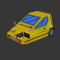 Yellow Block Toy Car With Blue Windows And Playful Retro Design