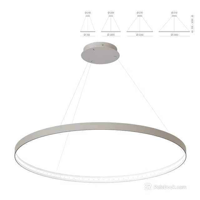 Modern White Circular Ring Chandelier With Sleek Hanging Suspension And LED Lighting 3d model 