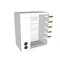 White Cabinet With Multiple Drawers Wooden Handles Side Ventilation Holes And Bottom Knobs