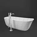 Modern Bathroom Faucet Design With White Freestanding Bathtub And Metal Finish On Dark Background