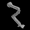 Gray Mechanical Arm 3D Model With Detailed Structure On Black Background 3d model