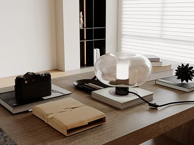 Modern Table Ornaments Books Table Lamp Camera Stationery 3d model