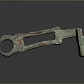 Ancient Bronze Key With Rusted Patina And Textured Surface On Dark