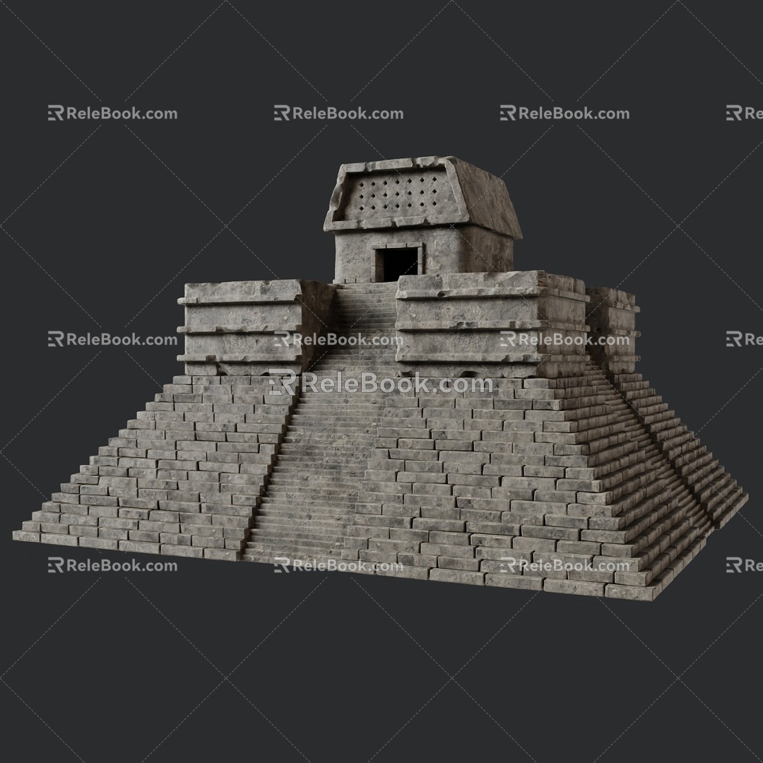 Pyramid Temple Aztec Maya Inca Platform Stone Altar Stone Staircase 3d model