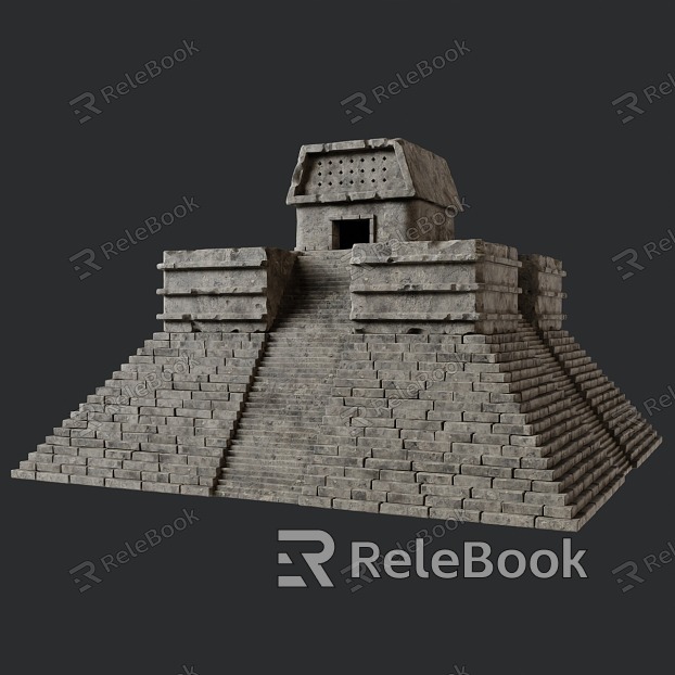 Pyramid Temple Aztec Maya Inca Platform Stone Altar Stone Staircase model