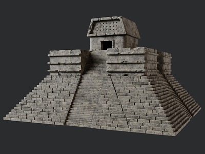 Pyramid Temple Aztec Maya Inca Platform Stone Altar Stone Staircase model