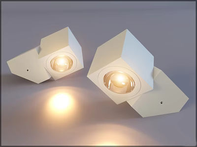 Modern White Geometric Wall Sconces Illuminating Home Interior With Warm Light 3d model