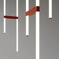 Modern Linear Chandeliers With Vertical Light Tubes And Red Accents Design 3d model