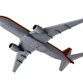 Passenger Airplanes Featuring America Brand Red Yellow Blue Stripes In Flight