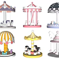 Colorful Carousel Playground Equipment With Various Decorative Designs And Styles For Kids