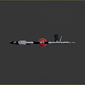 Modern Weapon With Red Tank Black Yellow Stripes Metal Hose And Nozzle