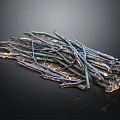 Artistic Wood And Stone Craftwork With Twig Like Structure And Blue Brown Tones
