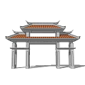 Chinese style archway door archway Huizhou style Langfang 3d model