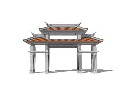 Chinese style archway door archway Huizhou style Langfang 3d model