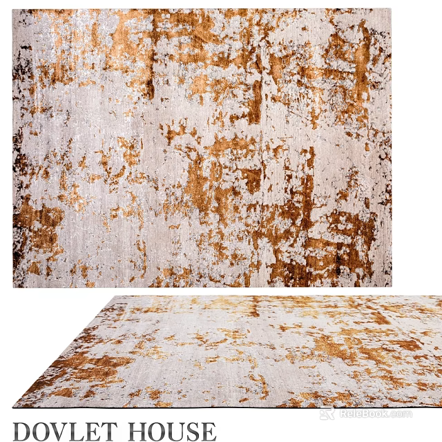 Square Rug With Abstract Gold Brown Pattern For Modern Living Room Decor 3d model 