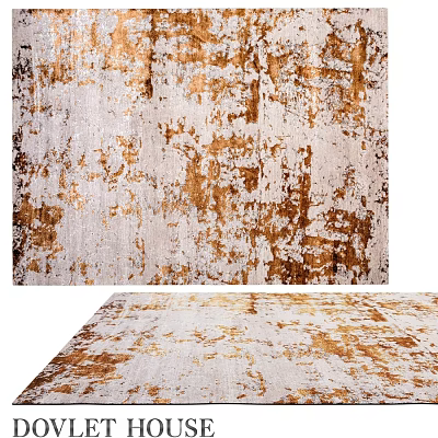Square Rug With Abstract Gold Brown Pattern For Modern Living Room Decor 3d model