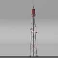 Industrial Communication Tower Equipment Featuring Red White Structure Antennas And Metal Brackets