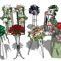 Various Flower Vase Arrangements With Red Roses Blue Hydrangeas And Metal Stand Designs