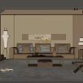 Modern Living Room Interior With Beige Sofa Wooden Coffee Table And Floor Lamp