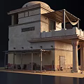 Classical European Architecture With Dome Balcony Columns Latticed Windows And Stone Facade