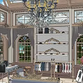 Elegant Hotel Public Lounge Area With Chandelier Large Windows And Comfortable Seating
