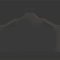 Cartoon Scene 3D Model Building With Brown Small Houses Multiple Windows And Wavy Roofs