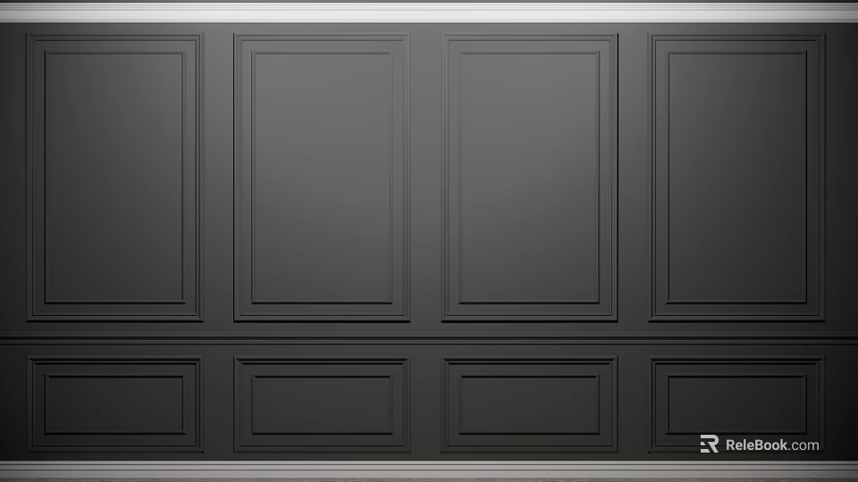 Gray Background Wall With Rectangular Panel Design And Decorative Edge Trim 3d model