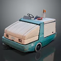 White And Blue Street Cleaning Sweeper Truck With Warning Light Brush And 66 Logo