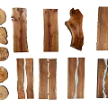 Natural Stone And Wood Decorative Elements With Various Shapes Slices Planks And Textures