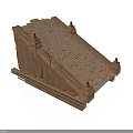 Traditional Architecture Model With Sloped Roof Ornate Carvings And Curved Eaves