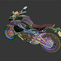 Modern Sport Motorcycle With Black Body Yellow Accents Blue Rims And Gold Engine Parts