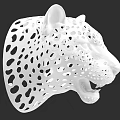 White Leopard Head Sculpture With Hollow Spots Design And Decorative Features