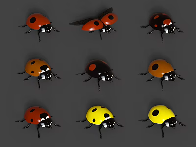 Modern ladybug reptiles various ladybugs 3d model