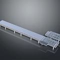 Long Modern White Platform With Support Pillars And Adjacent Walkway 3d model