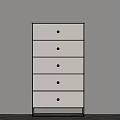 White Modern Minimalist Chest of Drawers with Five Drawers and Silver Knobs 3d model
