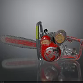GRIZZLY Chainsaw With Red Body And Silver Components Including Chain And Engine