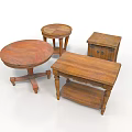 Wooden Furniture Set Including Round Coffee Table Side Table Cabinet And Rectangular Accent Table With Classic Design