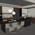 Middle style open kitchen 3d model