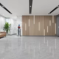 Elegant Modern Reception Desk In Shunde Skin Management Center With Plants And Marble Floor