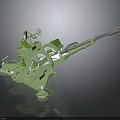 Green Military Vehicle Featuring Heavy Duty Cannon And Mounting Structure