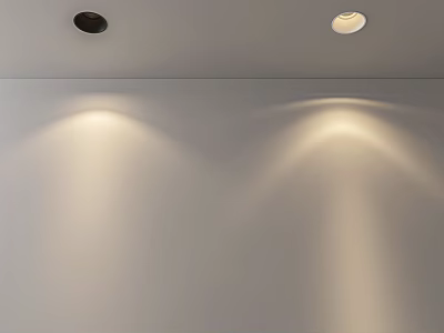 Ceiling Mounted Downlights Casting Soft Light Spots On Smooth White Wall 3d model